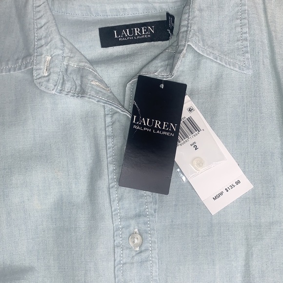 😍 Lauren Ralph Lauren Wash Blue Shendal Chambray Denim Shirtdress - Picture 4 of 4